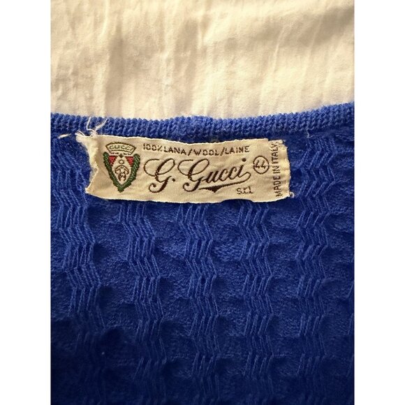 Vintage Rare G. Gucci Women’s 1950/1960’s Blue 2 Button Wool Cardigan Size 44 - Picture 7 of 11
